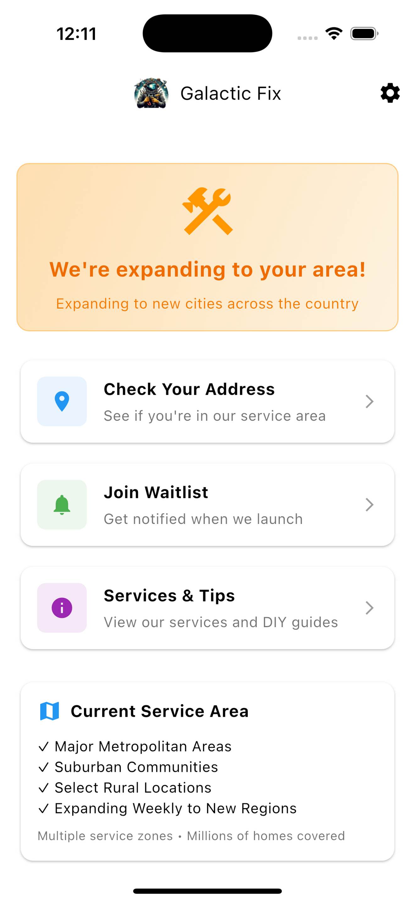 Service Area Coverage
